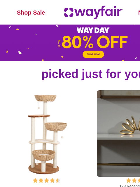 wayfair newsletter: CAT CONDOS & CAT TREES 🟡 🟣 UP TO 80% OFF 🟡 3 DA...