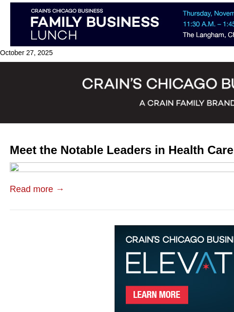 crainalerts newsletter: Meet the Notable Leaders in Health Care Technology