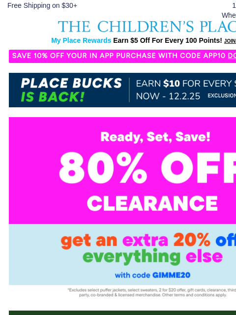 childrensplace newsletter: *FINAL HOURS* 80% off CLEARANCE BLOWOUT