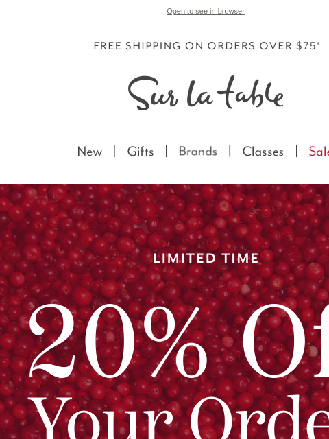 surlatable newsletter: 20% Off Everything You Love! β€οΈ