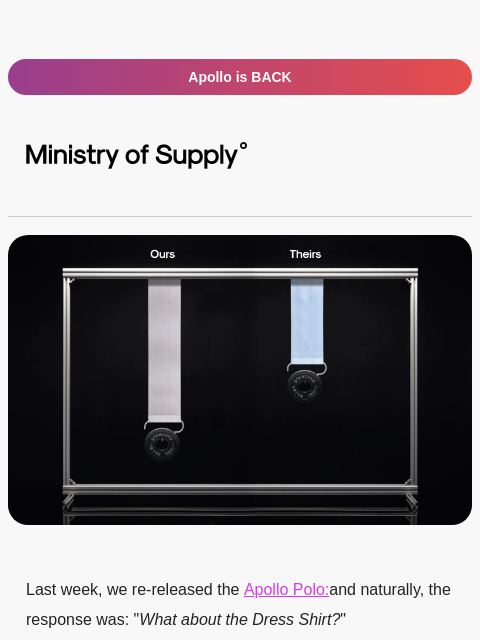 ministryofsupply newsletter: Now, the Apollo Dress Shirt