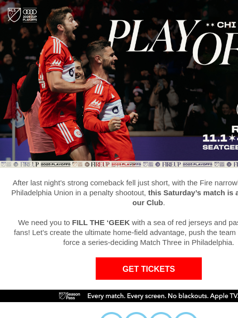 chicagofirefc newsletter: Let’s Fill the ‘Geek and Push the Fire to Victory!