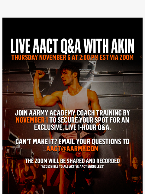 aarmy newsletter: Join Coach Akin for an Exclusive Q&A! π