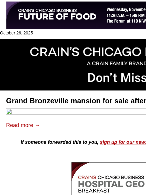 crainalerts newsletter: Grand Bronzeville mansion for sale