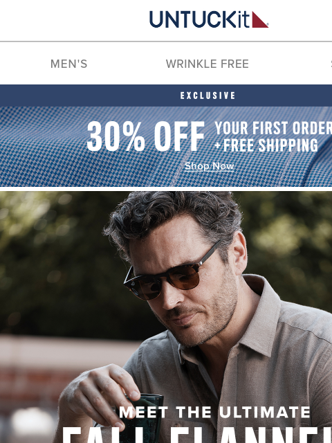 untuckit newsletter: New Fall Flannels at 30% Off + Free Shipping?