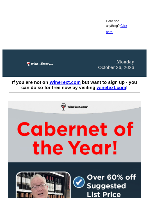 winelibrary newsletter: It’s this Friday! Our Cabernet of the Year Hits Wi...