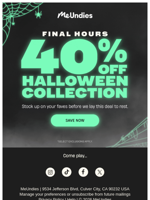 meundies newsletter: Only a few hours left!