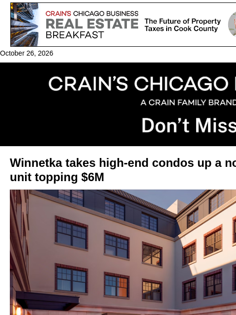 crainalerts newsletter: A new high for North Shore condos