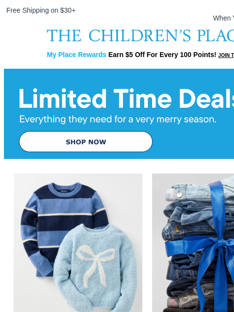 childrensplace newsletter: Jeans $8 & Up + Sweaters $18 & Under.
