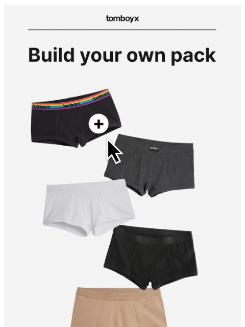 tomboyx newsletter: Build your dream boy short multipack