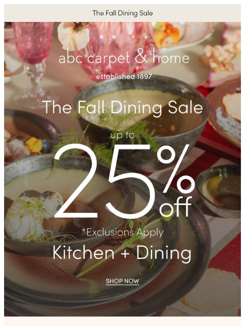 abchome newsletter: LAST CHANCE! Fall Dining Sale