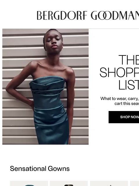 bergdorfgoodman newsletter: The Shopping List: Evening Drama