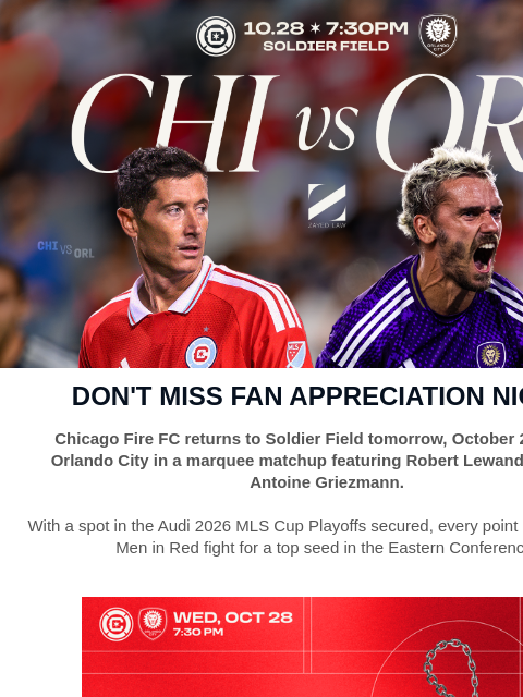 chicagofirefc newsletter: DON'T MISS OUT | Fan Appreciation Night Tomorrow!