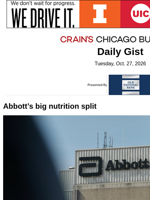 crainalerts newsletter: Abbott’s big nutrition split