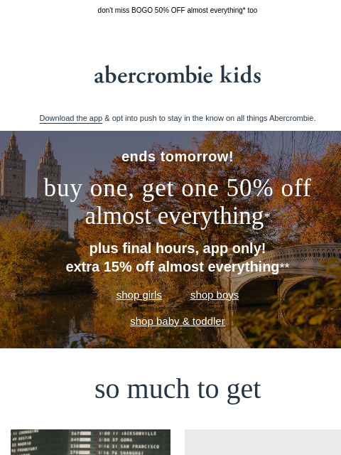 abercrombie newsletter: final hours alert: extra 15% OFF almost everything...