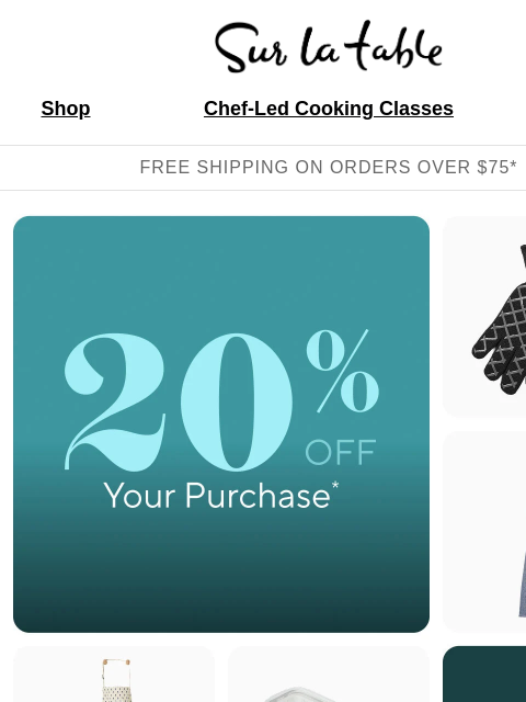 surlatable newsletter: Thanksgiving prep starts with 20% off.*