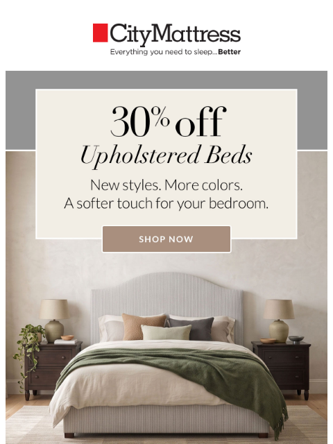 citymattress newsletter: 30% off your easiest bedroom refresh