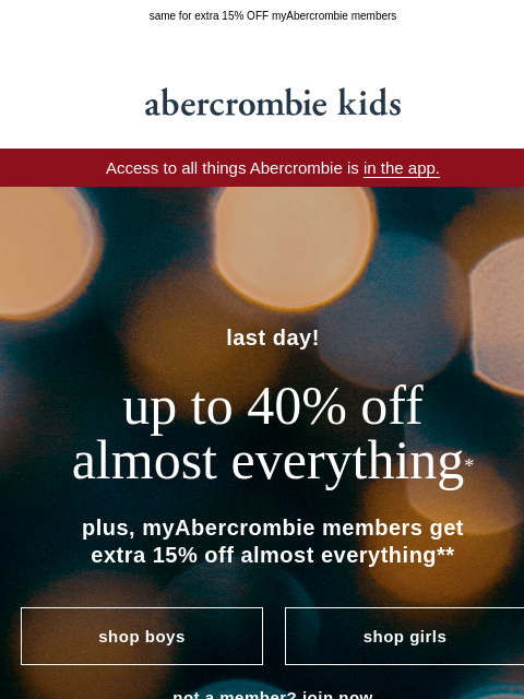 same for extra 15% OFF myAbercrombie members ͏ ͏ ͏ ͏ ͏ ͏ ͏ ͏ ͏ ͏ ͏ ͏ ͏ ͏ ͏ ͏ ͏ ͏ ͏ ͏ ͏ ͏ ͏ ͏ ͏ ͏ ͏ ͏ ͏ ͏ ͏ ͏ ͏ ͏ ͏ ͏ ͏ ͏ ͏ ͏ ͏ ͏ ͏ ͏ ͏ ͏ ͏ ͏ ͏ ͏ ͏ ͏ ͏ ͏ ͏ ͏ ͏ ͏ ͏ ͏ ͏ ͏ ͏ ͏ ͏ ͏ ͏ ͏ ͏ ͏ ͏ ͏ ͏ ͏ ͏ ͏ ͏ ͏