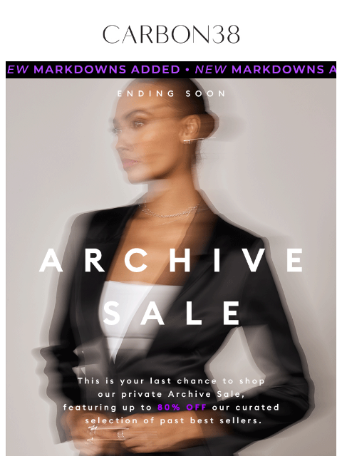 carbon38 newsletter: ENDING SOON: Archive Sale
