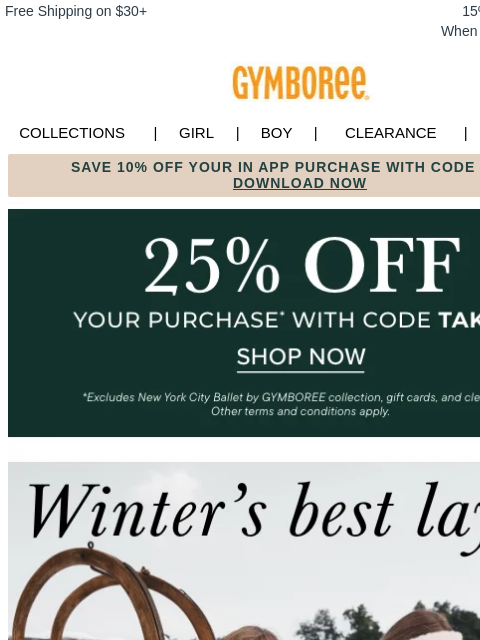 gymboree newsletter: Inside: Our Coziest Winter Styles + 25% Off Final ...
