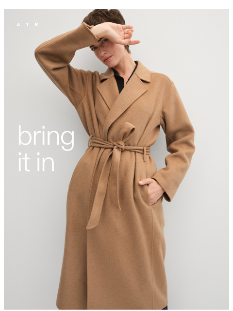 ayr newsletter: the Italian wool wrap coat