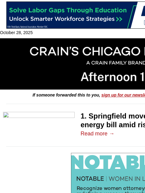 crainalerts newsletter: Lawmakers reboot energy bill as prices surge