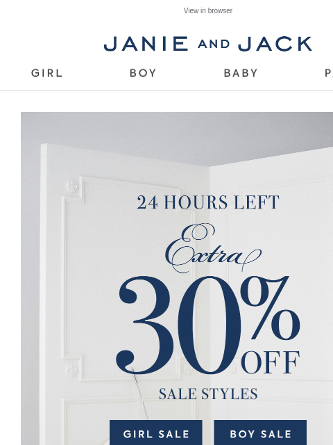janieandjack newsletter: Final countdown: extra 30% off sale
