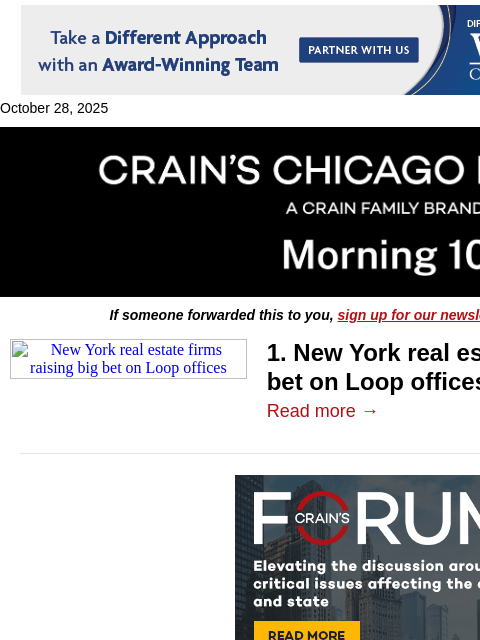 crainalerts newsletter: Another Loop office woos New York investors