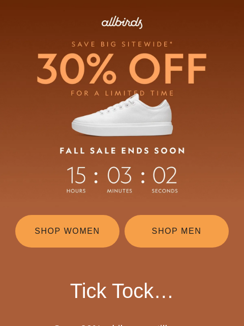 allbirds newsletter: Sale’s Still On (But Not For Long).