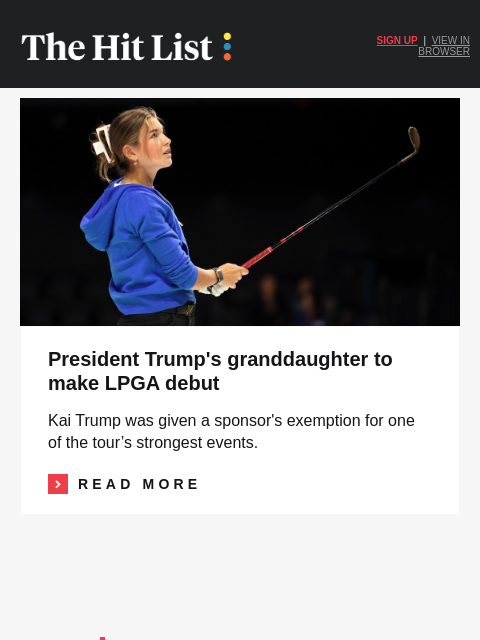 golfdigest newsletter: Trump's granddaughter to make LPGA debut