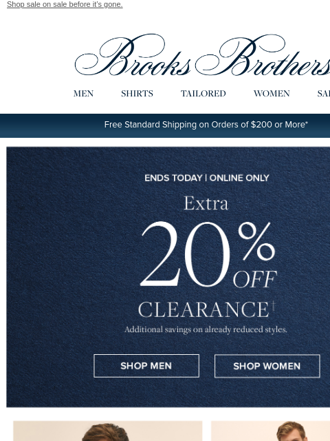 brooksbrothers newsletter: Ends Today: extra 20% off clearance