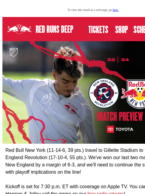 newyorkredbulls newsletter: 🍿 Match Preview: RBNY vs NE Revolution 10/28