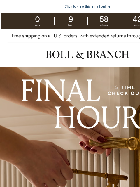 bollandbranch newsletter: Last chance for up to $150 off
