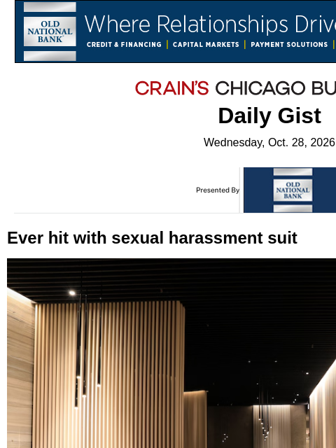 crainalerts newsletter: Ever hit with sexual harassment suit