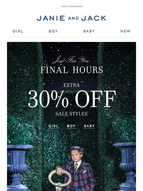 janieandjack newsletter: Only hours left for an extra 30% off sale