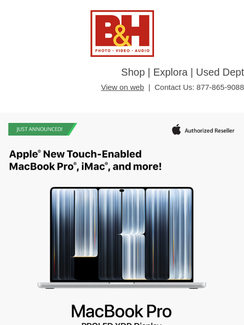 bhphotovideo newsletter: Apple Reveals New Touch-Enabled MacBook Pro, iMac,...