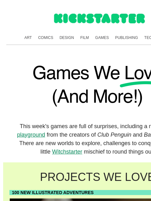 kickstarter newsletter: Colossal dragons, rooftop gardens, and a whole lot...