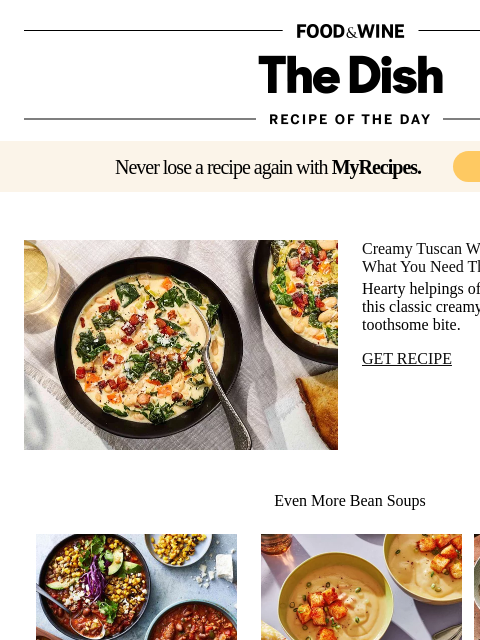 foodandwine newsletter: Tuscan White Bean Soup