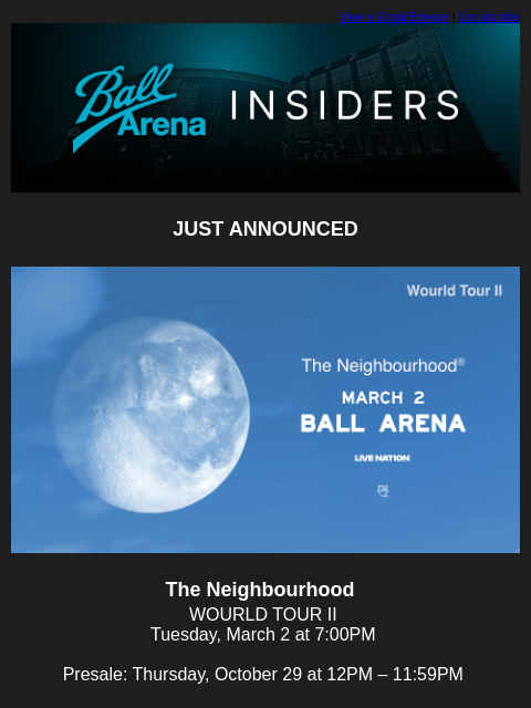 kroenkeentertainment newsletter: JUST ANNOUNCED: The Neighbourhood
