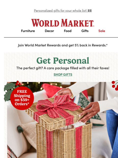 emailworldmarket newsletter: FREE SHIPPING on $59+ 🤩 