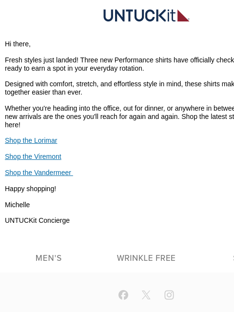 untuckit newsletter: 3 New Performance Styles Just Checked In!