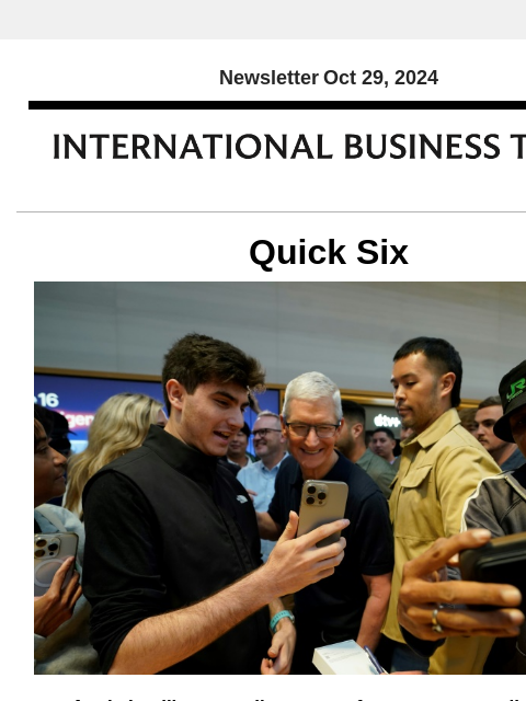 Newsletter Oct 29, 2024 Quick Six Apple Intelligence rolls out new features across all devices Apple on Monday rolled out its first set of artificial intelligence features, dubbed "Apple