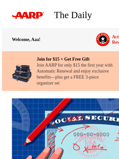 aarp newsletter: The Daily — 6 Big Social Security Changes for 2026