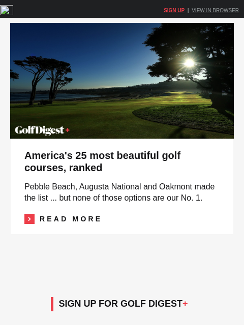 golfdigest newsletter: America's 25 most beautiful courses, ranked