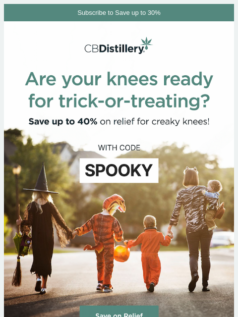 thecbdistillery newsletter: Are your knees ready for trick-or-treating?