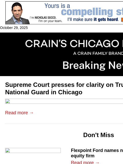 crainalerts newsletter: SCOTUS orders more briefing on Guard deployment