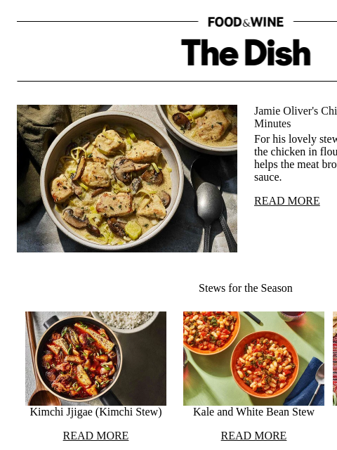 foodandwine newsletter: Jamie Oliver's Chicken Stew Only Takes 45 Minutes