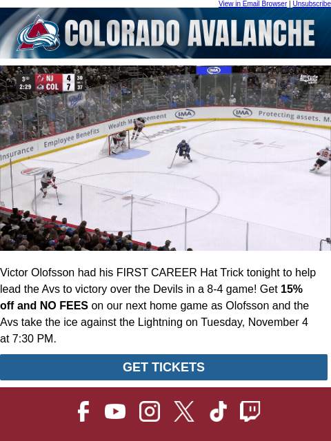 thecoloradoavalanche newsletter: 🧢 THROW THE CHAPEAU!