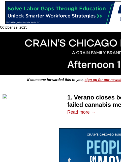 crainalerts newsletter: Cannabis giants settle feud over failed merger