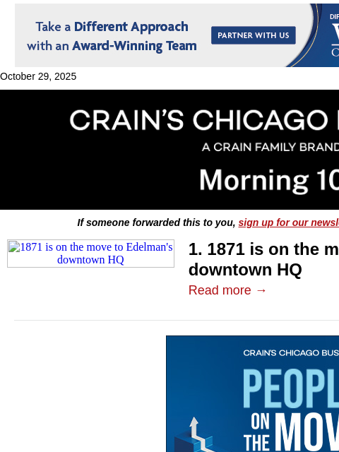 crainalerts newsletter: 1871 is on the move